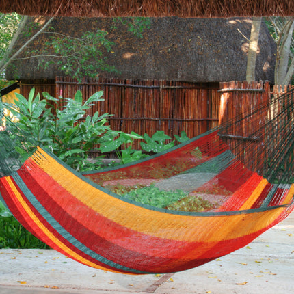 Mayan Legacy Queen Size Cotton Mexican Hammock in Imperial Colour