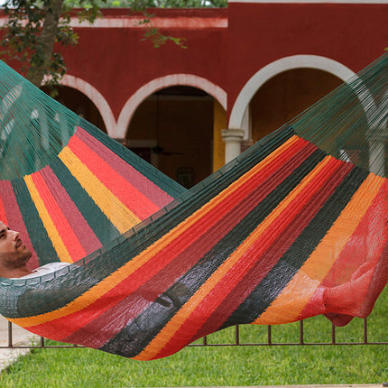 Mayan Legacy Queen Size Cotton Mexican Hammock in Imperial Colour