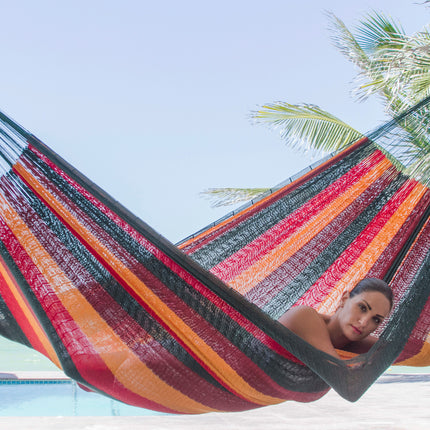 Mayan Legacy Queen Size Cotton Mexican Hammock in Imperial Colour