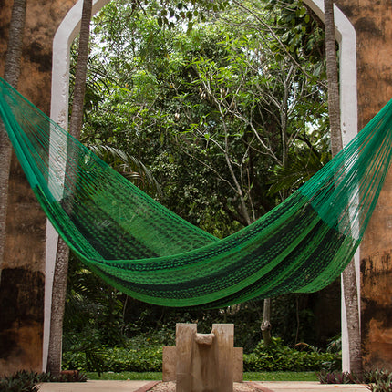 Mayan Legacy Queen Size Cotton Mexican Hammock in Jardin Colour