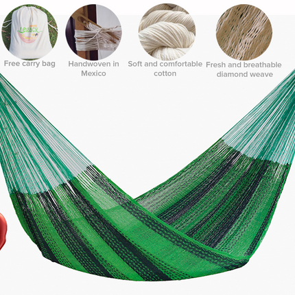 Mayan Legacy King Size Cotton Mexican Hammock in Jardin Colour