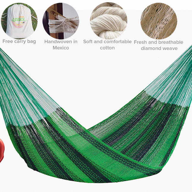 Mayan Legacy King Size Cotton Mexican Hammock in Jardin Colour