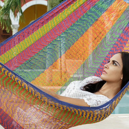 Mayan Legacy Jumbo Size Cotton Mexican Hammock in Mexicana Colour