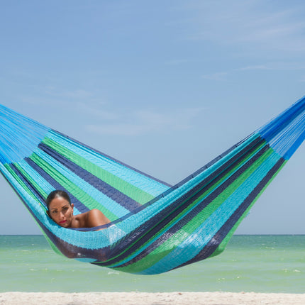 Mayan Legacy Single Size Cotton Mexican Hammock in Oceanica Colour