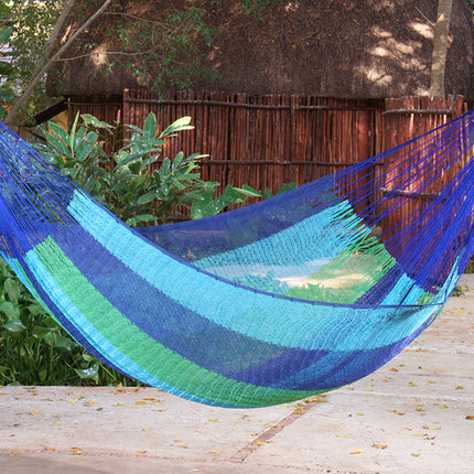 Mayan Legacy King Size Cotton Mexican Hammock in Oceanica Colour
