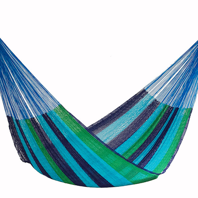 Mayan Legacy Queen Size Cotton Mexican Hammock in Oceanica Colour