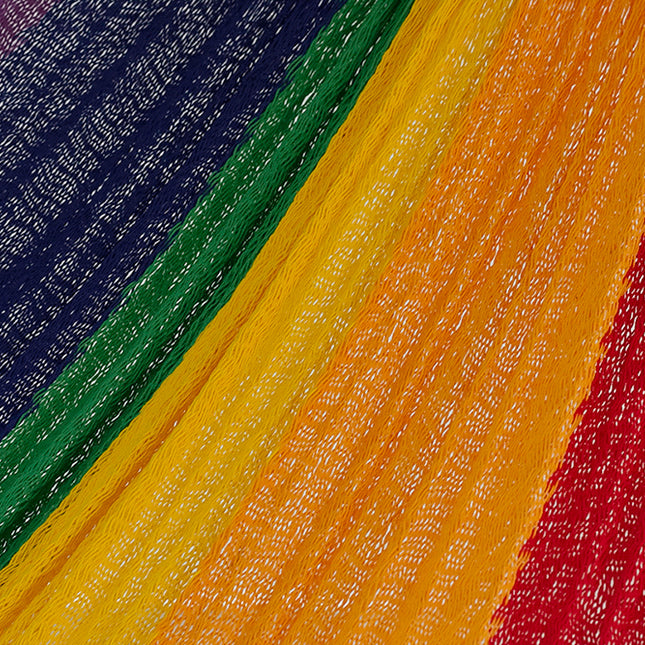 Mayan Legacy King Size Cotton Mexican Hammock in Rainbow Colour