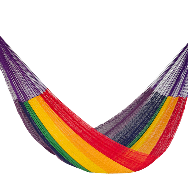 Mayan Legacy King Size Cotton Mexican Hammock in Rainbow Colour