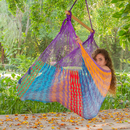 Mayan Legacy Extra Large Outdoor Cotton Mexican Hammock Chair in Colorina Colour