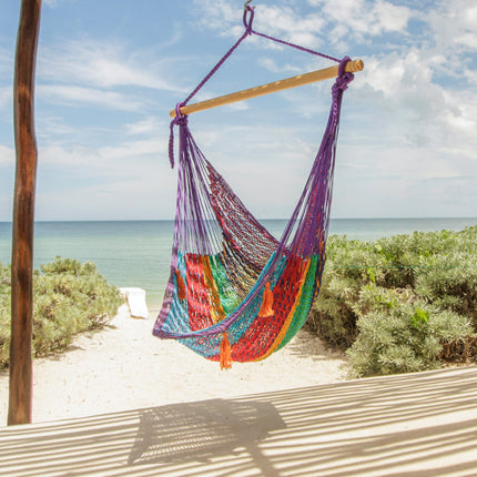 Mayan Legacy Extra Large Outdoor Cotton Mexican Hammock Chair in Colorina Colour