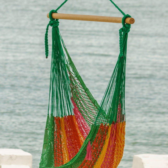 Mayan Legacy Extra Large Outdoor Cotton Mexican Hammock Chair in Radiante Colour