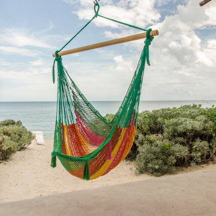 Mayan Legacy Extra Large Outdoor Cotton Mexican Hammock Chair in Radiante Colour
