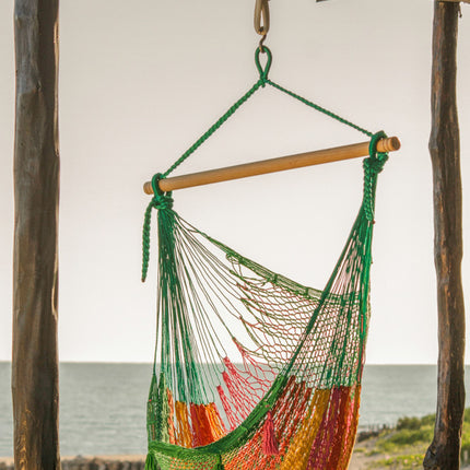 Mayan Legacy Extra Large Outdoor Cotton Mexican Hammock Chair in Radiante Colour