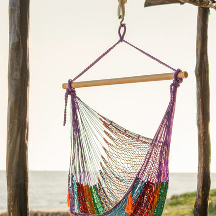 Mayan Legacy Extra Large Outdoor Cotton Mexican Hammock Chair in Colorina Colour