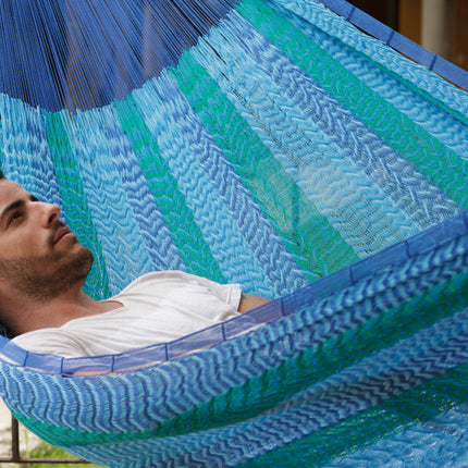 Mayan Legacy King Plus Size Nylon Mexican Hammock in Caribe Colour