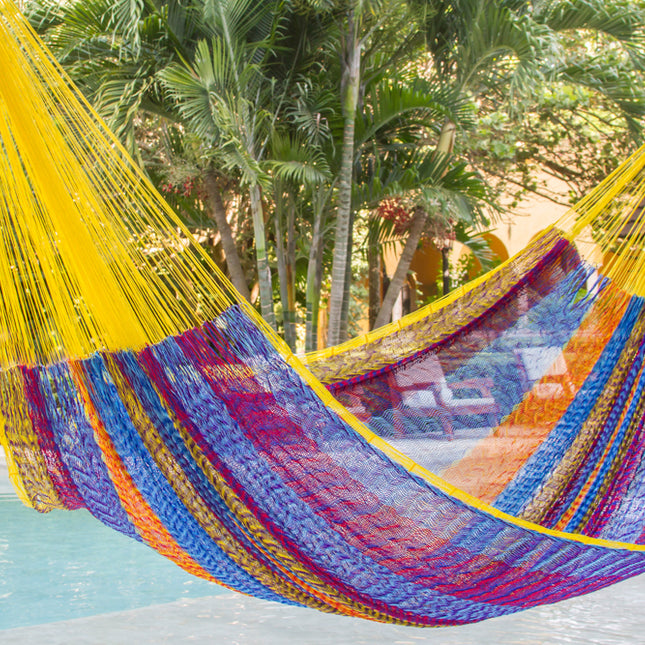 Mayan Legacy King Plus Size Nylon Mexican Hammock in Confeti Colour