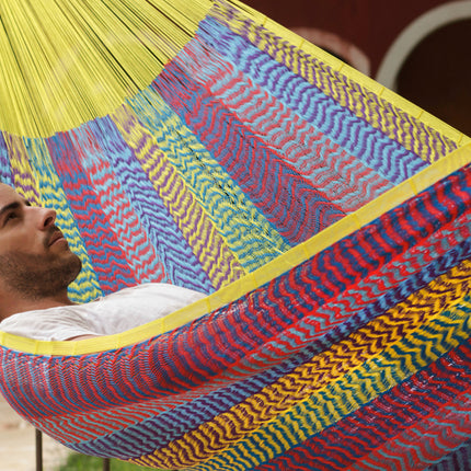 Mayan Legacy King Plus Size Nylon Mexican Hammock in Confeti Colour