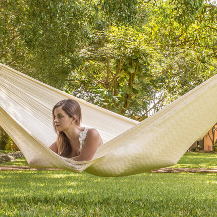 Mayan Legacy King Plus Size Nylon Mexican Hammock in Cream Colour