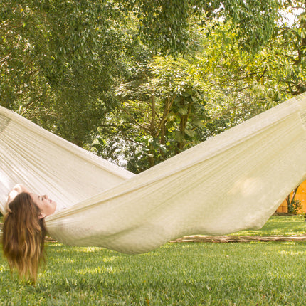 Mayan Legacy King Plus Size Nylon Mexican Hammock in Cream Colour