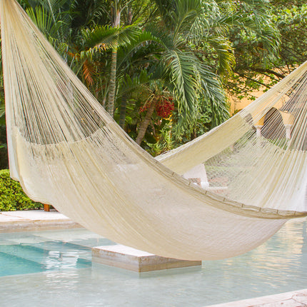 Mayan Legacy King Plus Size Nylon Mexican Hammock in Cream Colour