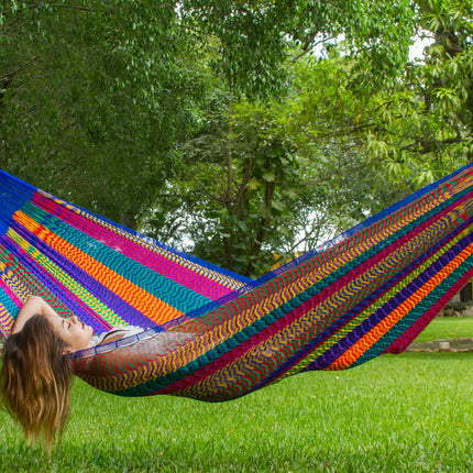 Mayan Legacy Jumbo Plus Size Nylon Mexican Hammock in Mexicana Colour