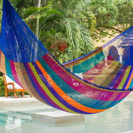 Mayan Legacy Jumbo Plus Size Nylon Mexican Hammock in Mexicana Colour