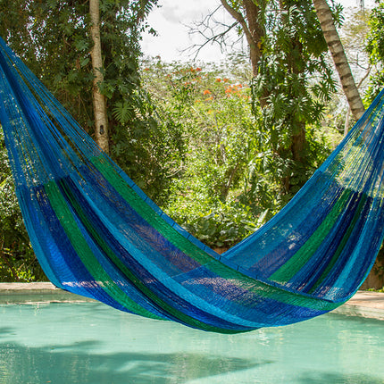 Mayan Legacy King Plus Size Nylon Mexican Hammock in Oceanica Colour