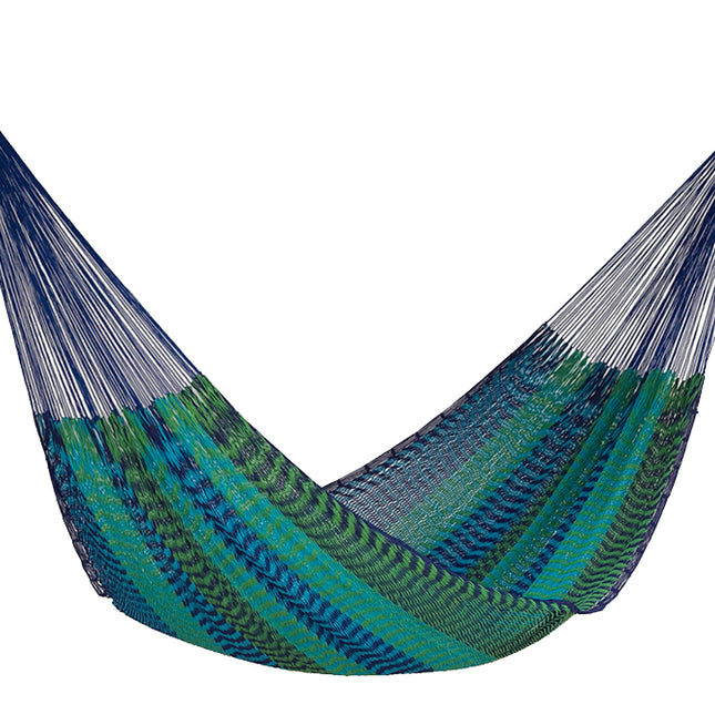 Mayan Legacy King Size Outdoor Cotton Mexican Hammock in Caribe Colour