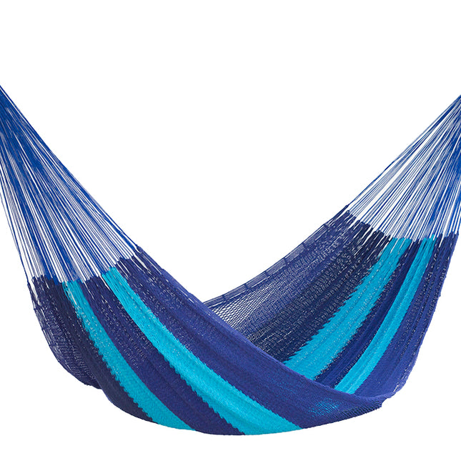 Mayan Legacy King Size Outdoor Cotton Mexican Hammock in Caribbean Blue Colour