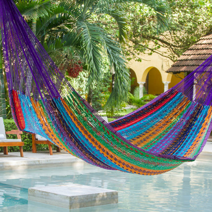 Mayan Legacy Queen Size Outdoor Cotton Mexican Hammock in Colorina Colour