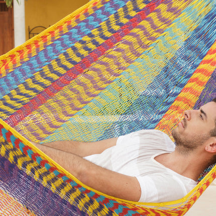 Mayan Legacy Jumbo Size Outdoor Cotton Mexican Hammock in Confeti Colour