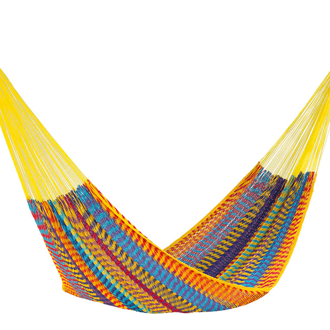 Mayan Legacy Queen Size Outdoor Cotton Mexican Hammock in Confeti Colour