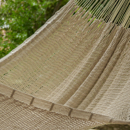Mayan Legacy King Size Outdoor Cotton Mexican Hammock in Cream Colour
