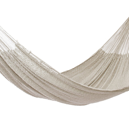 Mayan Legacy Queen Size Outdoor Cotton Mexican Hammock in Cream Colour