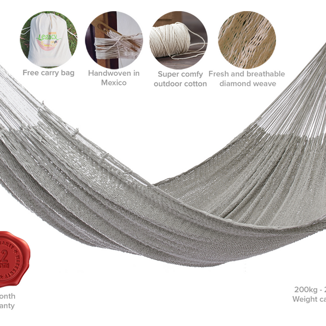 Mayan Legacy Queen Size Outdoor Cotton Mexican Hammock in Dream Sands Colour