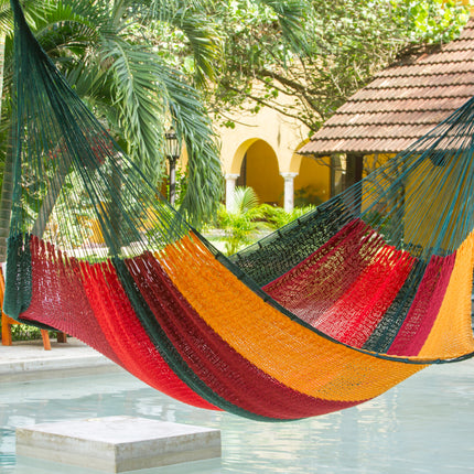 Mayan Legacy King Size Outdoor Cotton Mexican Hammock in Imperial Colour