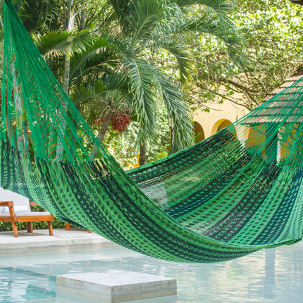 Mayan Legacy Jumbo Size Outdoor Cotton Mexican Hammock in Jardin Colour