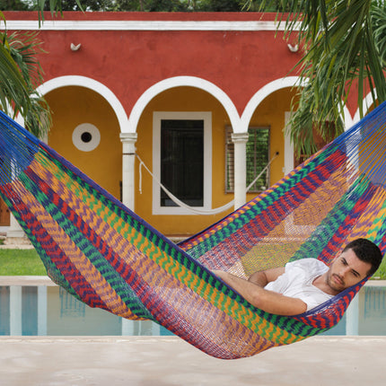 Mayan Legacy King Size Outdoor Cotton Mexican Hammock in Mexicana Colour