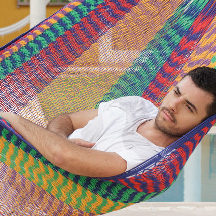 Mayan Legacy Jumbo Size Outdoor Cotton Mexican Hammock in Mexicana Colour