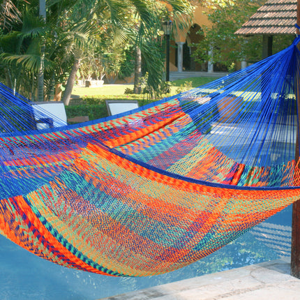 Mayan Legacy Jumbo Size Outdoor Cotton Mexican Hammock in Mexicana Colour