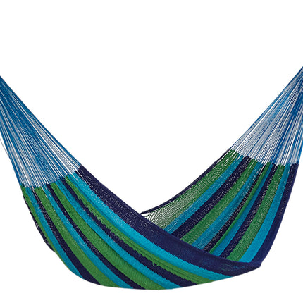 Mayan Legacy Queen Size Outdoor Cotton Mexican Hammock in Oceanica Colour