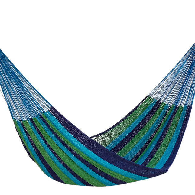 Mayan Legacy Queen Size Outdoor Cotton Mexican Hammock in Oceanica Colour