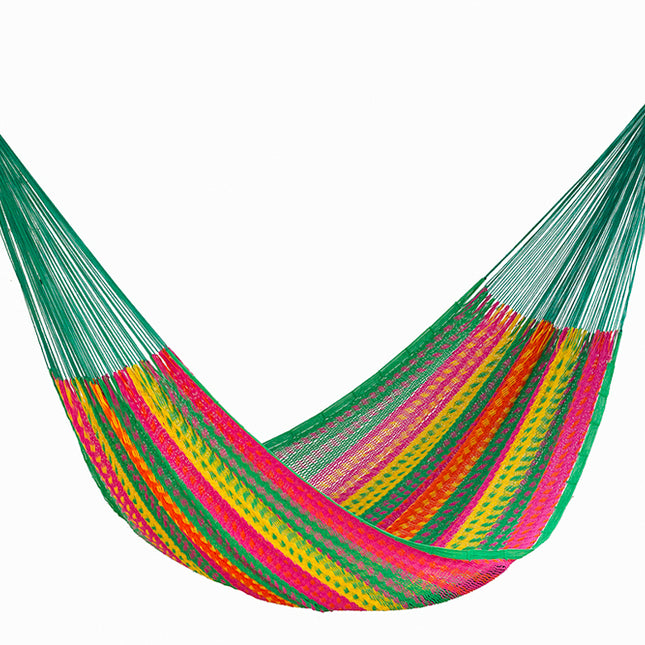Mayan Legacy Queen Size Outdoor Cotton Mexican Hammock in Radiante Colour