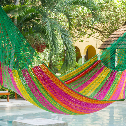 Mayan Legacy Jumbo Size Outdoor Cotton Mexican Hammock in Radiante Colour