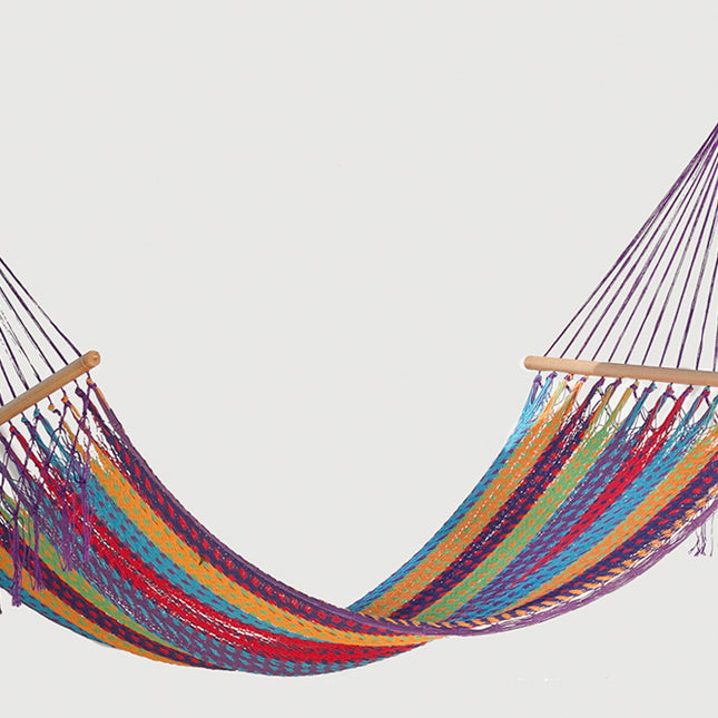 Mayan Legacy Queen Size Outdoor Cotton Mexican Resort Hammock No Fringe in Colorina Colour