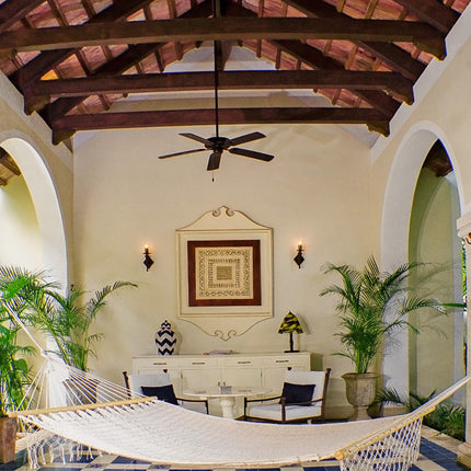 Mayan Legacy Queen Size Outdoor Cotton Mexican Resort Hammock No Fringe in Cream Colour