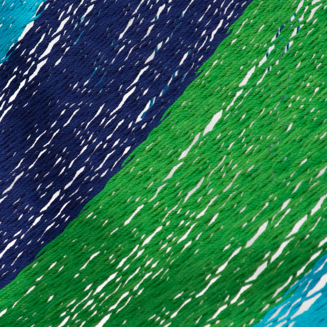 Mayan Legacy Queen Size Outdoor Cotton Mexican Resort Hammock No Fringe in Oceanica Colour