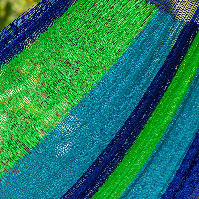 Mayan Legacy Queen Size Super Nylon Mexican Hammock in Oceanica Colour
