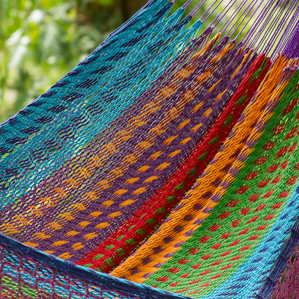 Mayan Legacy King Size Deluxe Outdoor Cotton Mexican Hammock in Colorina Colour