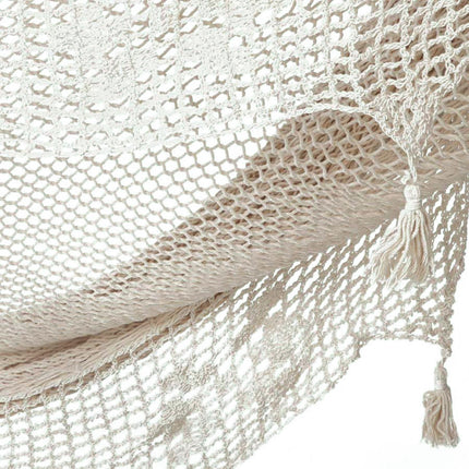 Mayan Legacy King Size Deluxe Outdoor Cotton Mexican Hammock in Cream Colour